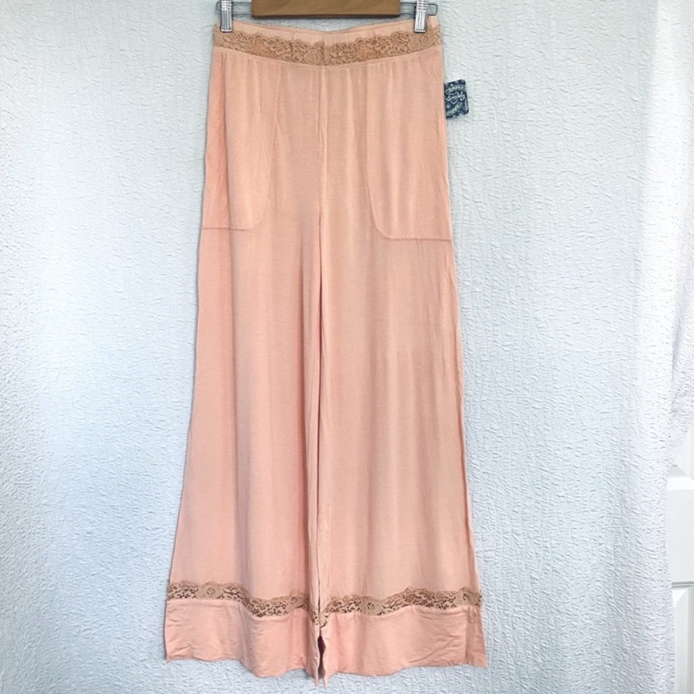 Free People Blush Pants with Lace Detail Sleep or Lounge NEW